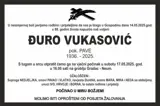 Đuro Vukasović (1936-2025) - Osmrtnica