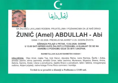 ŽUNIĆ (Amel) ABDULLAH - Abi - Osmrtnica