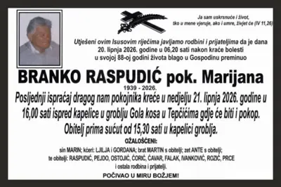 Branko Raspudić (1939-2026) - Osmrtnica